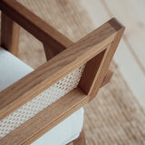 Oak dining chair with upholstered Wien seat.