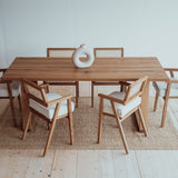Oak dining chair with upholstered Wien seat.