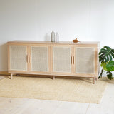 Oak chest of drawers with Dobling rattan.