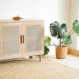 Oak chest of drawers with Dobling rattan.